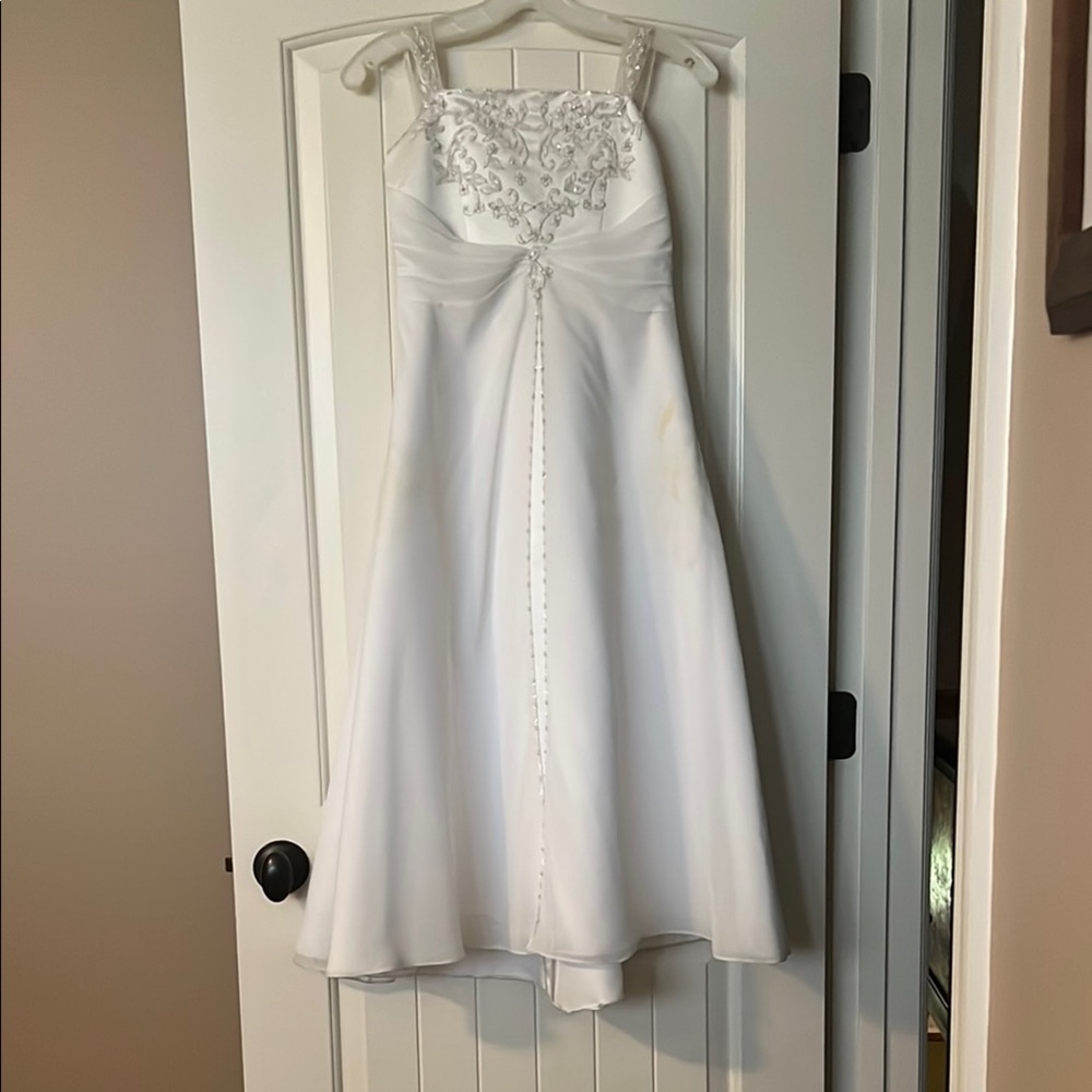 David's Bridal White Formal Kids Dress